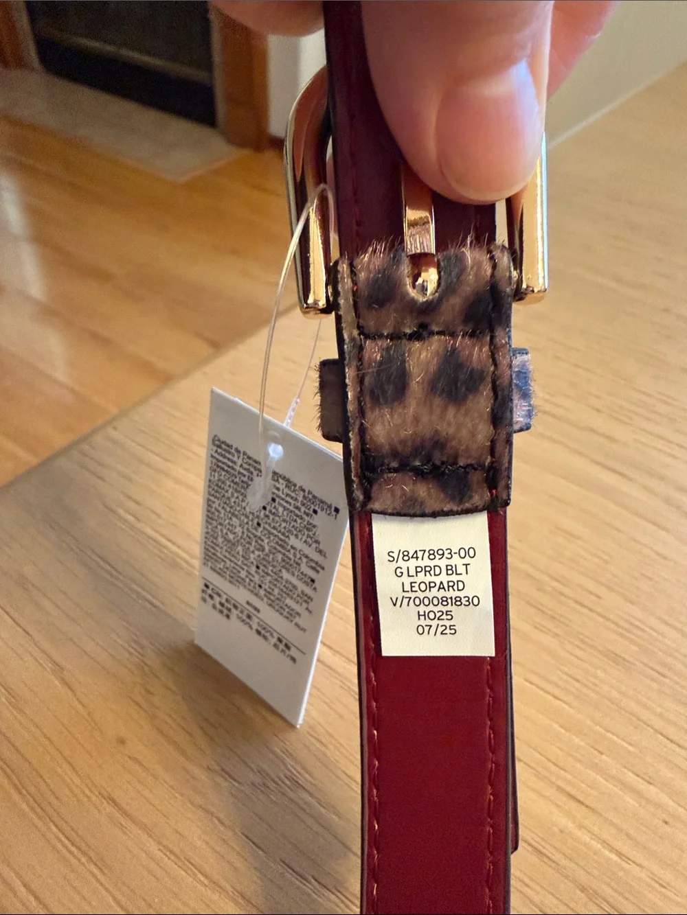 NWT Gap Kids Leopard Print Belt with Gold Buckle